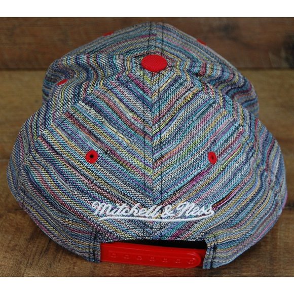 Chicago Bulls Mitchell & Ness Script Colorful Knit Fabric Snapback Hat Cap - Picture 4 of 10